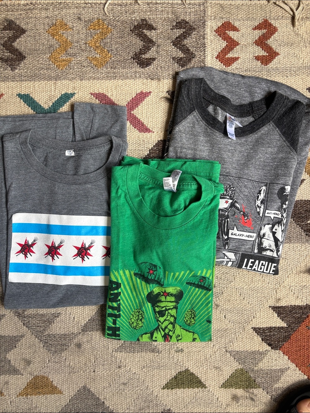 American Apparel Gray & Green Graphic Short Sleeve Tees - 3 Pack